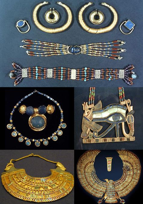 Some of Ancient Egypt's jewelry style.. Egyptian Ancient Jewelry, Egypt Accessories, Ancient Egypt Accessories, Ancient Egyptian Accessories, Ancient Egypt Clothing, Old Egyptian Jewelry, Ancient Egypt Pictures, Egyptian Jewelry Ancient, Egypt Clothing