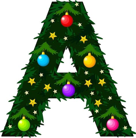 Christmas Tree With Decorations, Winter Alphabet, Christmas Fonts Alphabet, Winter Fonts, Happy New Year Fireworks, The Letter C, Holiday Fonts, Christmas Tree Collection, The Letter A