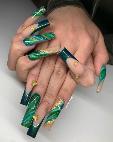 Green Acrylic Nails, Daily Nails, Vibrant Nails, Fall Acrylic Nails, Long Acrylic Nails Coffin, Long Square Acrylic Nails, Square Acrylic Nails, Coffin Nails Designs, Nails Toes