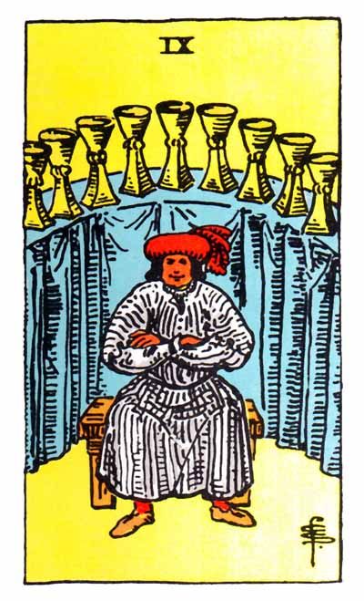 This is a great card to receive in a Tarot reading. It means you're showing emotional maturity and have a good handle on your ego. Nine Of Cups, Success Wishes, Rider Waite Tarot Cards, Rider Waite Tarot Decks, Tarot Significado, Cups Tarot, 78 Tarot Cards, Fortune Telling Cards, Tarot Guide