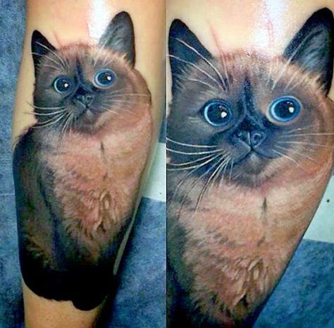 This Incredibly Adorable and R... is listed (or ranked) 3 on the list Amazing Cat Tattoos You Need to Get Now Cat Portrait Tattoos, Cat Tattoo Ideas, Kitty Tattoos, Gatos Cool, Cute Cat Tattoo, Petit Tattoo, Black Cat Tattoos, Cat Tat, Theme Tattoo