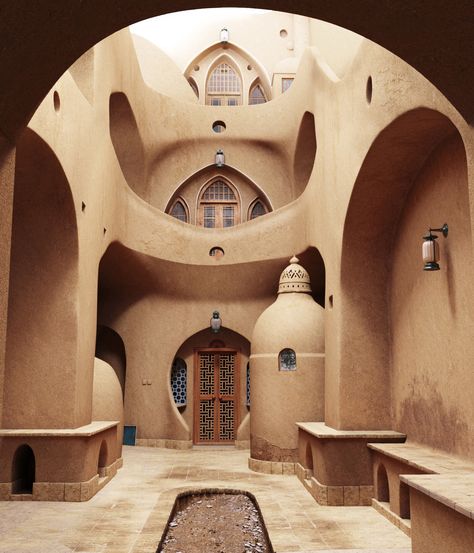 Ancient Middle Eastern Architecture, Middle Eastern Buildings, Futurism Architecture, Dessert Safari, Buildings Background, Kashan Iran, Fantasy Architecture, African House, Iranian Architecture