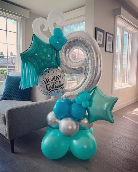 9 Balloon Bouquet, Blue Balloon Bouquet, Balloon Bouquet Diy, Balloon Clusters, Balloon Garland Diy, Festa Harry Potter, Balloon Crafts, Balloon Display, Mini Balloons