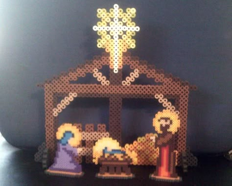 Hama Beads Christmas, Perler Beads Ideas, The Star Of Bethlehem, Mary Joseph And Baby Jesus, Christmas Perler Beads, Easy Perler Bead Patterns, Pearl Beads Pattern, Diy Perler Bead Crafts, Perler Crafts