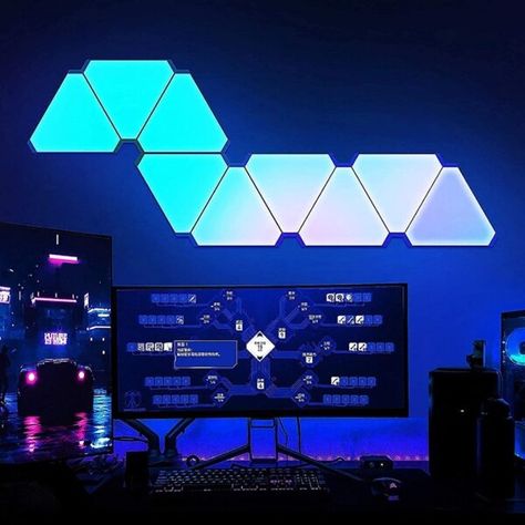 $10.79 40％ Off | LED Triangular Quantum Lamp RGB Wall Lamp Smart Pickup Rhythm Background Light For Bedroom Bedside Night Light Office Decoration Gaming Lights, Light Office, China Lights, Hiasan Bilik Tidur, Light App, Triangle Wall, Background Light, Light For Bedroom, Viria