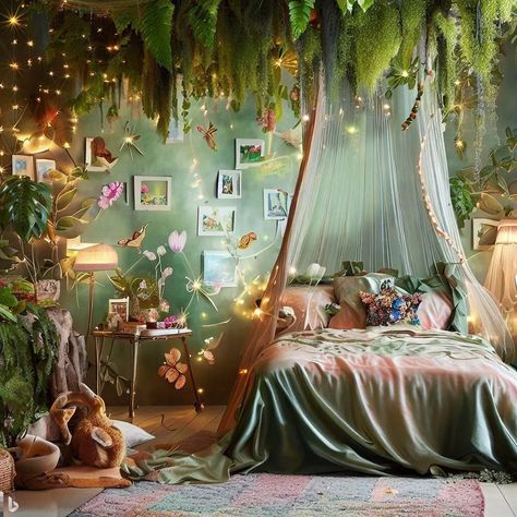 Woodland Fairy Bedroom Decor, Folklore Room, Fairy Bedroom Ideas For Kids, Boys Jungle Bedroom, Girls Fairy Bedroom, Forest Theme Room, Swiftie Bedroom, Fairy Themed Bedroom, Fairy Garden Bedroom