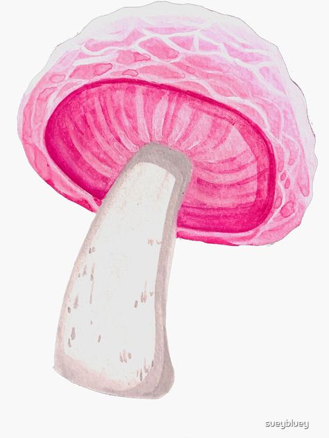 "Pink Mushroom Painting" Sticker by sueybluey | Redbubble Nature Inspired Painting, A Clothes Horse, Mushroom Paint, Woodland Wall Art, Woodland Wall, Pink Mushroom, Fairytale Art, Clothes Horse, Art Original