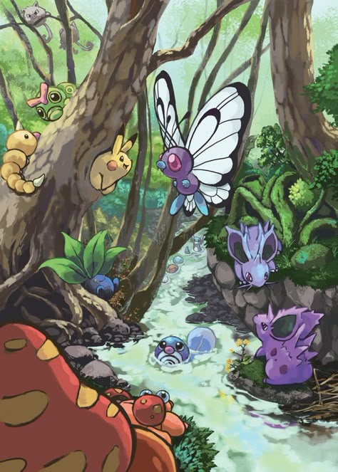 "Forest" Grass and Poison Type Pokemon (http://www.pixiv.net/member_illust.php?mode=medium_id=29310204) Pokemon Painting, Pokemon Universe, Pokemon World, Cute Pokemon Pictures, Type Pokemon, Pokémon Master, Pokémon Art, Pokemon Fan Art, All Pokemon