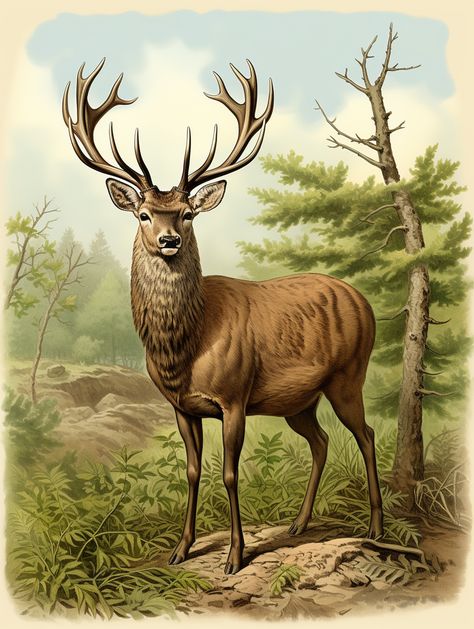 Pere David's deer naturalist style illustration, reminiscent of 19th-century naturalist drawings. AI-generated Deer Scientific Illustration, Deer Aesthetic Drawing, Deer Aesthetics, Black And White Photography Portraits, Deer Drawing, Deer Illustration, Deer Tattoo, Fish Drawings, Wildlife Artists