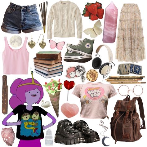 Bubblegum Outfits, Bubble Gum Outfit, Princess Bubble Gum Outfits, Bubble Bujo Aesthetic Outfit, Princess Bubblegum Outfits Inspired, Marceline Inspired Outfits Aesthetic, Marceline Fashion, Princess Bubblegum Aesthetic, Bubblegum Aesthetic Outfits