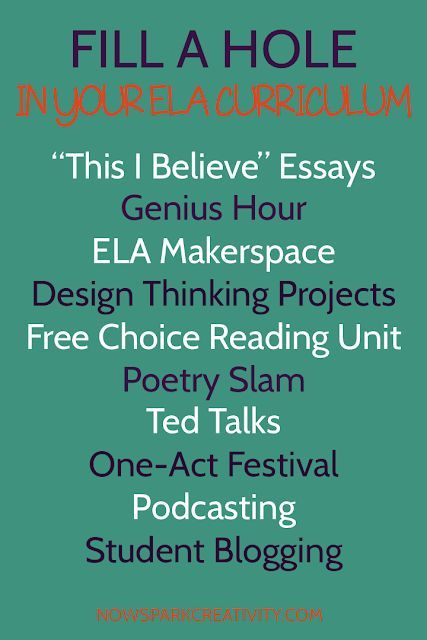 Need some engaging units to fill a gap in your secondary ELA curriculum? Check out these ten fun options, including student blogging, Ted Talks, a One-Act play festival, poetry slam, and more. Prompts Romance, Creative Teaching Ideas, Teaching High School English, English Teachers, Middle School Reading, High School Ela, Teaching Ela, High School Classroom, Middle School English