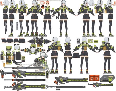 Anby Demara, Cyberpunk Concept Art, Character Turnaround, Zenless Zone Zero, Character Model Sheet, Animation Sketches, Clothing Design Sketches, Drawing Expressions, Game Character Design