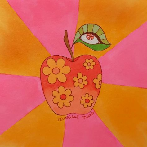 Marisol Muro Art, Book Bricks, Tis Autumn, Spotify Icon, Apple Aesthetic, Apple Illustration, Apple Painting, Apple Of My Eye, Ios Homescreen