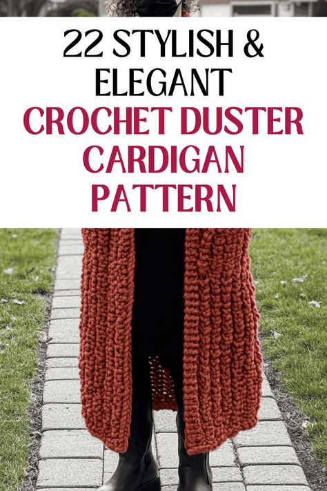 Long Crochet Duster Pattern: Detailed Instructions Crochet Duster Coat Free Pattern, Crochet Maxi Cardigan Pattern, Crochet Long Vest Pattern Free Easy, Crochet Duster Sweater Pattern Free, Free Crochet Coat Patterns, Crochet Long Coat Pattern Free, Crochet House Coat, Crochet Long Hooded Cardigan Pattern Free, Long Crochet Duster Pattern Free