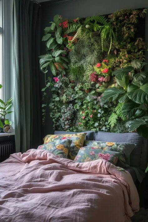 If you're looking to add a touch of greenery to your bedroom, then you'll want to take a look at these 25 botanical bedroom ideas. These tips will show you how to artfully incorporate plants into your sleeping space, use wallpaper to bring the outside indoors, and more. Here are 24 Botanical Bedroom Ideas to Decorate with Greenery. Pink Bedroom With Plants, Greenery Room Decor Bedroom, Botanical Bedroom Ideas, Wall Behind Bed, Botanical Bedroom, Ny Apartment, Classroom Planning, Custom Headboard, Bedroom Corner