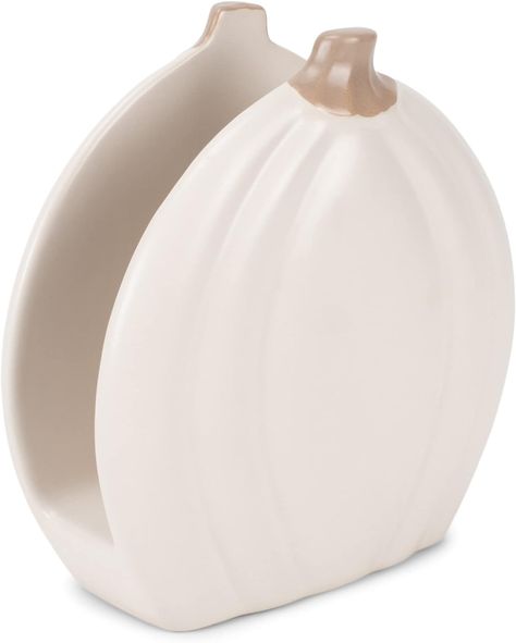 Add a touch of fall charm to your dinner table with this Ceramic Pumpkin Napkin Holder. Its aesthetic design and neutral color palette make it the perfect addition to your autumn decor. Elevate your dining experience and embrace the cozy vibes of the season. 🍁🍽️ #FallDinner #AutumnCharm #TabletopDecor #ad Fall Decor Kitchen, Pumpkin Napkin, Ceramic Napkin Holder, Decorations For Table, Napkin Dispenser, Neutral Fall Decor, Ceramic Pumpkin, Fall Kitchen Decor, Beautiful Pumpkins