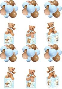 Pooh Bear Centerpieces, Baby Shower Themes Bear, Baby Boy Bear Shower Theme, Cheap Baby Shower Centerpieces, Teddy Bear Balloon Centerpiece, Bear Shower Theme, Baby Boy Shower Centerpieces, Bear Baby Shower Table, Teddy Bear Baby Shower Centerpiece