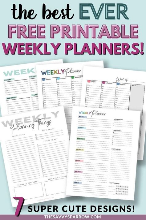 Looking for a weekly planner to print? These free printable weekly planner templates can easily be added to your paper planner, or you can hang them on your fridge and use them as a weekly schedule printable instead! Choose from 7 different cute weekly planner printables or print all of the free planner pages and see which you like best! Weekly Planner Sheets Printables Free, Undated Weekly Planner Free Printable, Free Weekly Printable Planner, Weekly Work Planner Free Printable, Weekly Planner Printables Free Pdf, 2 Page Weekly Planner Printable Free, 2024 Weekly Planner Printable Free, Big Happy Planner Free Printable, Week At A Glance Printable Free