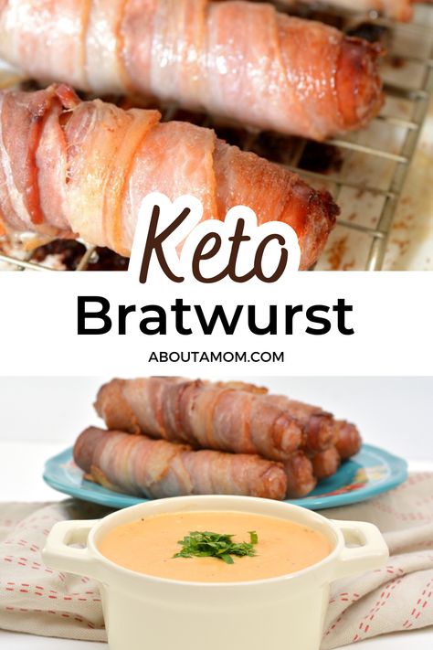 Bratwurst Keto Recipes, Keto Brats Recipes, Low Carb Bratwurst Recipes, Keto Bratwurst Recipes, Bacon Wrapped Brats, Atkins Meals, Brats And Sauerkraut, Bratwurst Recipe, Brats Recipes