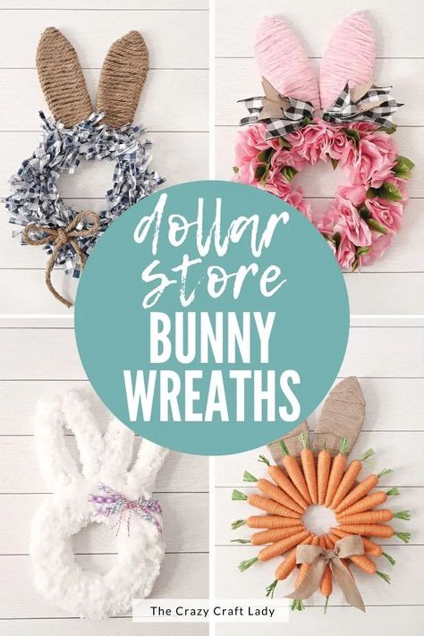 Making Dollar Store bunny wreaths for Spring just got a lot easier, especially because you can pick up the wire form and most materials at the Dollar Store. In this post, I'm going to show you how to make four different bunny wreath styles that can pair with just about any decor style. Wire Bunny Head Wreath, Dollar Tree Wire Bunny Frame, Bunny Frame Wreath, Wire Bunny Wreath Form Ideas, Dollar Tree Rabbit Wire Wreath, Bunny Shaped Wreath, Bunny Wreath Diy Dollar Stores, Bunny Wire Wreath Diy, Dollar Store Bunny Wreath