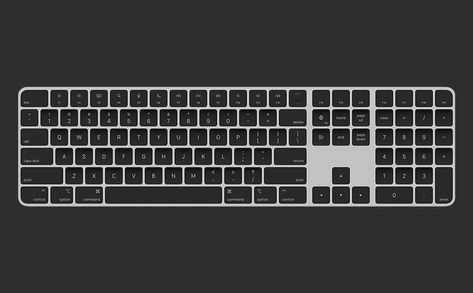 Apple Magic Keyboard with Touch ID and Numeric Keypad: Wireless, Bluetooth, Rechargeable. Works with Mac Computers with Apple Silicon; US English - Black Keys Apple Magic Keyboard, Apple Keyboard, Macbook Keyboard, Black Keys, Magic Keyboard, Numeric Keypad, Mac Computer, Black Apple, Apple Laptop