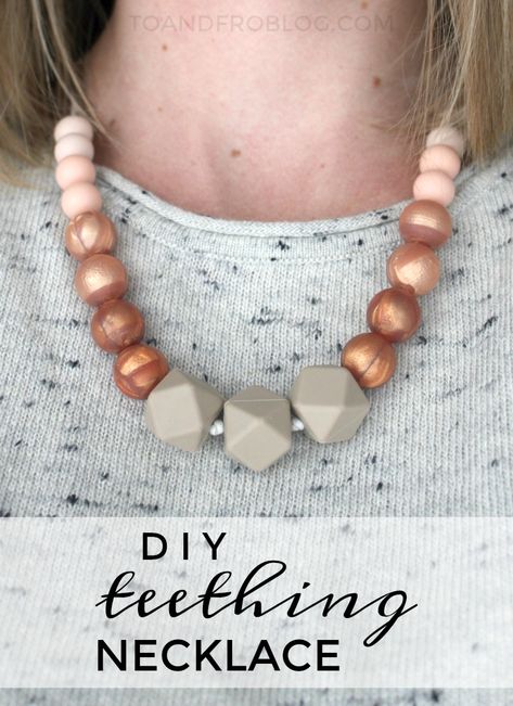 DIY Teething Necklace | To & Fro Diy Teething Necklace, Diy Teethers, Teething Necklace For Mom, Beaded Pacifier Clip, Baby Gifts To Make, Silicone Teething Necklace, Beaded Necklace Tutorial, Diy Teething, Teething Beads