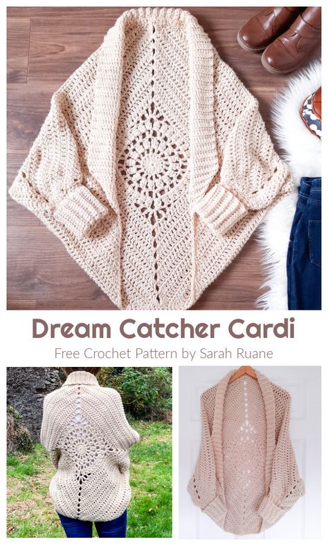 Dream Catcher Cardigan Free Crochet Patterns - DIY Magazine Dream Catcher Cardigan, Cardigans Crochet, Chic Crochet, Gilet Crochet, Crochet Shrug Pattern, Shrug Pattern, Crochet Braid Styles, Crochet Tops Free Patterns, Crochet Shrug