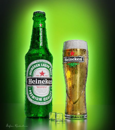 Heineken Beer Bottle And Glass by Stefan RadenkovicThese models were initially part of a larger scene but having decided not to include them there I wanted to show them off in their own render! Hope you enjoy! Heineken Beer Bottle, Beer Heineken, San Miguel Beer, Alcohol Pictures, Small Brewery, Seoul Cafe, Vodka Wine, Love Message For Boyfriend, Heineken Beer