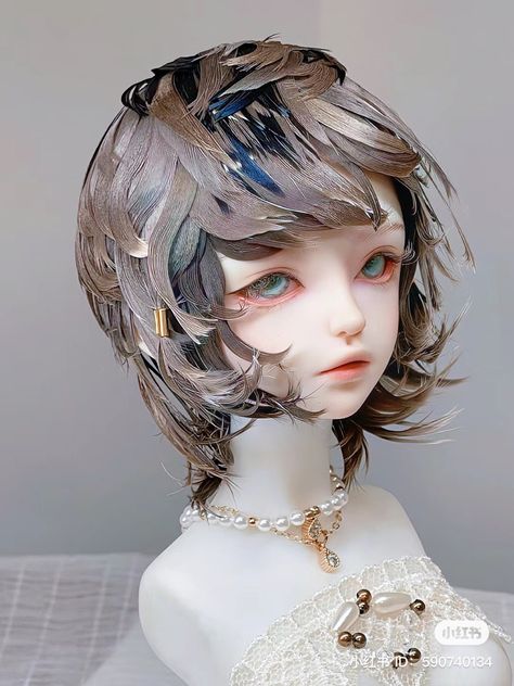 Clay Hair Sculpting, Porcelain Doll Aesthetic, Emo Shag, Doll Oc, Bjd Hair, Bob Black Women, Doll Pfp, Fluffy Bob, 2024 Hair Trends For Women