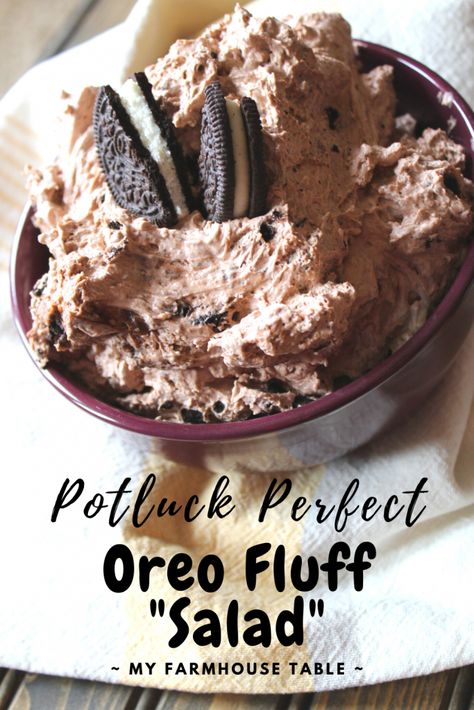 Oreo Salad Recipe, Chocolate Fluff Dessert, Fluff Recipes Cool Whip, Oreo Fluff Salad, Oreo Cookie Salad, Fruit Fluff Salad, Oreo Salad, Chocolate Fluff, Pudding Fluff