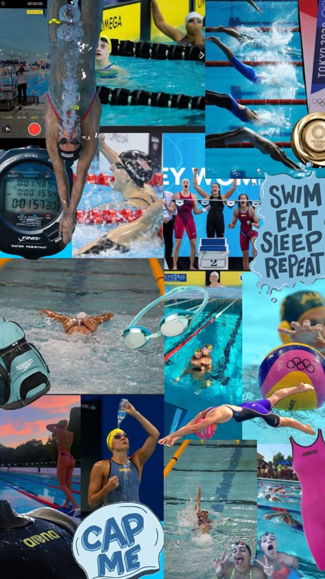 #myfirstshuffle Swimming Collage Wallpaper, Competitive Swimming Wallpaper Iphone, Swim Wallpaper Swimmers, Katie Ledecky Wallpaper, Swimming Aesthetic Wallpaper, Synchronized Swimming Aesthetic, Swimmer Pictures, Waterpolo Wallpaper, Swimming Collage