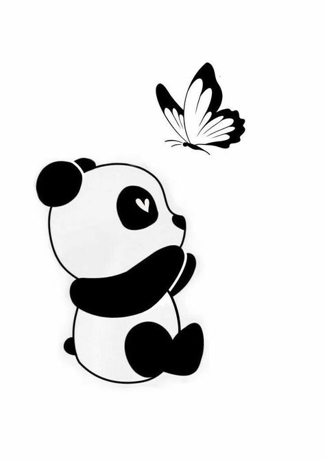 Panda Bear Tattoos, Cute Panda Drawing, Panda Painting, Panda Tattoo, Panda Drawing, Idee Cricut, Bear Tattoos, Coloring Art, Drawing Color