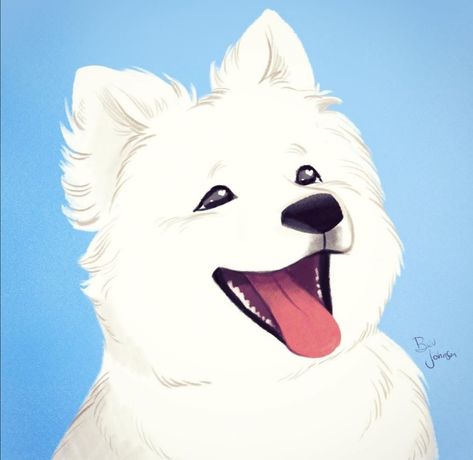 Samoyed Drawing, Dogs Sketch, Bev Johnson, Puppy Illustration, Cute Dog Drawing, Samoyed Puppy, Samoyed Dogs, Pets Drawing, Dog Drawing