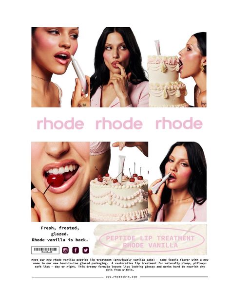 Rhode Branding, Pink Marketing, Brand Cake, Makeup Poster, Beauty Poster, Cake Branding, Beauty Posters, Content Design, Beauty Marketing