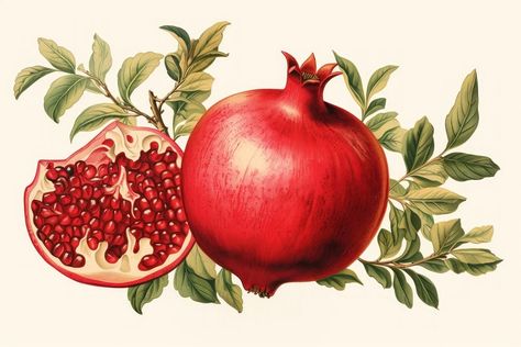 Pomegranate Drawing, Pomegranate Leaves, Pomegranate Tree, Pomegranate Art, Pomegranate Design, Nothing Else Matters, Background Watercolor, Fruit Painting, Botanical Painting