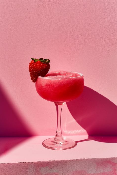 Delicious Frozen Strawberry Daiquiri Recipe for Refreshing Summer Cocktails #cocktails #cocktailrecipes Strawberry Daiquiri Recipe Frozen, Strawberry Daiquiri Aesthetic, Summer Drinks Aesthetic, Cocktail Photoshoot, Aesthetic Cocktails, Strawberry Daiquiri Cocktail, Strawberry Daiquiri Recipe, Cocktails Aesthetic, Cocktail Aesthetic