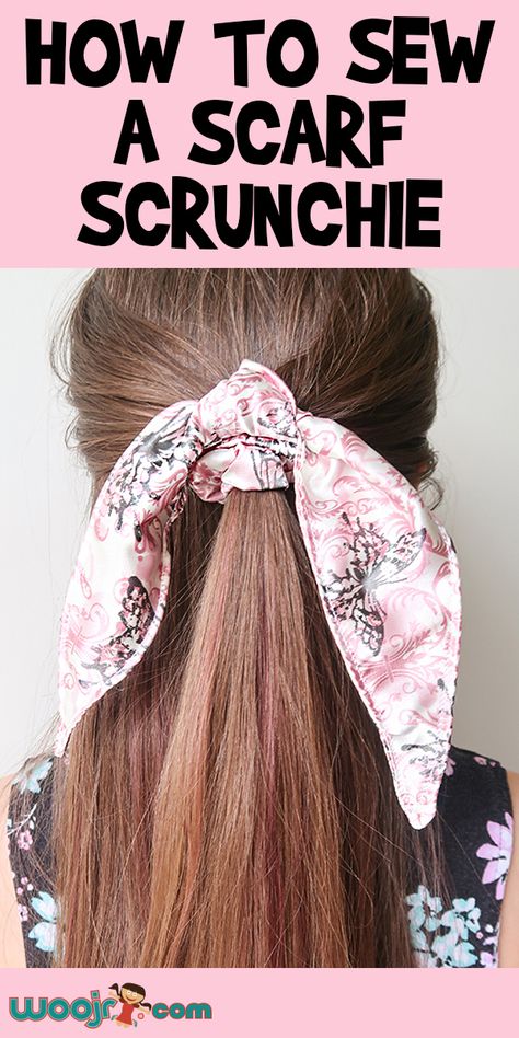 v Diy Hair Scarf Scrunchie, Diy Scrunchie Scarf, Hair Scarf Sewing Pattern, Sew Hair Accessories, Hair Scarf Pattern, Sew A Scarf, French Ponytail, Hair Scarf Scrunchie, Scarf Scrunchies