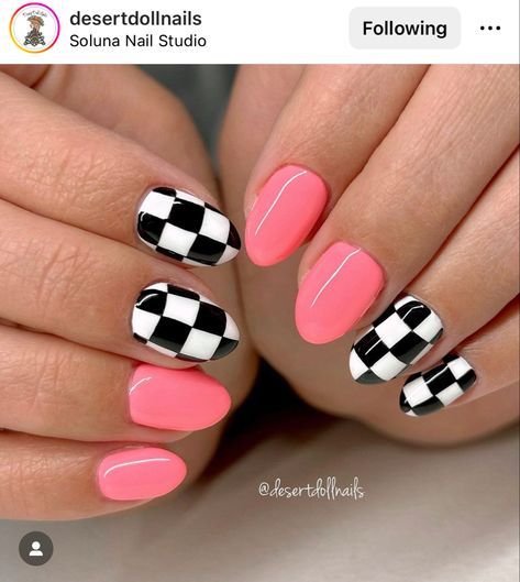 Beginner Nail Designs, Checkered Nails, Western Nails, Spring Acrylic Nails, Summery Nails, Cute Nail, Cute Gel Nails, Swipe Right, Get Nails