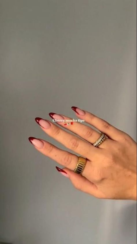 Best Friend Nails Ideas, Cherry Wine Nails, Pale Nails, Cherry Mocha, Wine Nails, August Nails, Red Acrylic Nails, Diy Nails At Home, Cherry Wine