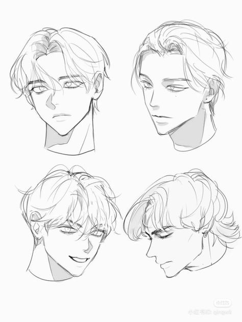 Boy Hair Drawing, Pelo Anime, Drawing Hair Tutorial, 얼굴 드로잉, Hair Sketch, Face Drawing Reference, 얼굴 그리기, Seni Dan Kraf, Different Angles