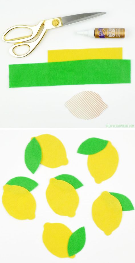 Lemon Crafts Diy, Felt Lemons Diy, Lemon Sewing Projects, Lemon Ornament Diy, Diy Felt Fruit, Creative Homemade Gifts, Lemon Themed Bridal Shower, Lemon Crafts, Lemonade Stand