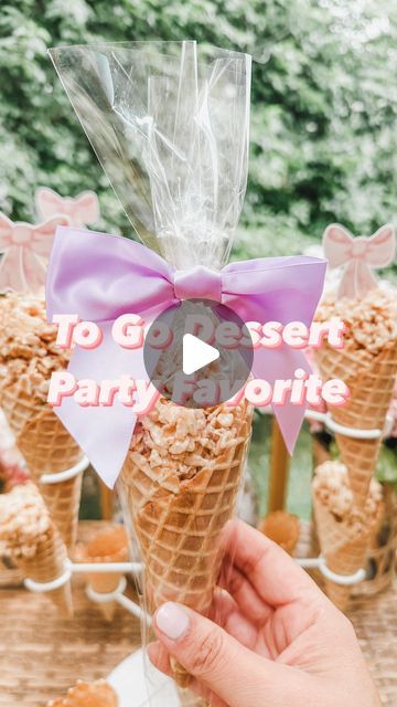 Ashley Temple on Instagram: "Comment PARTY and I’ll send you the supplies to make these to go dessert party favors. 

Everyone loves a treat to go. I made these rice krispy cones and placed them on a dessert table. They are easy to pack up in a plastic bag and bow for guests to take home. Add a thank you tag if you are going to make them in advance! 

#partyideas #amazonfinds #amazondeals #dessertlover #grandmillennialstyle #grandmillennial #coquette #coquetteaesthetic #easydiydecor" Dessert Party Favors, Grand Millennial Style, Easy Diy Decor, Dessert Party, Rice Krispy, Dessert Tables, Dessert Lover, Pack Up, Drink Ideas