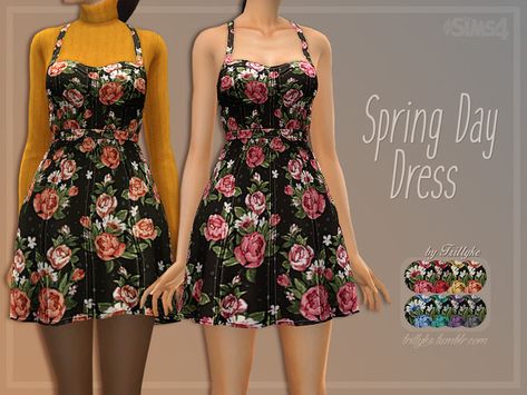 Trillyke - Spring Day Dress Spring Day Dress, Clothes Cc, Sims 4 Dresses, Floral Pattern Dress, The Sims 4 Download, Sims4 Clothes, Clothes Spring, Sims 4 Maxis Match, Maxis Match Cc