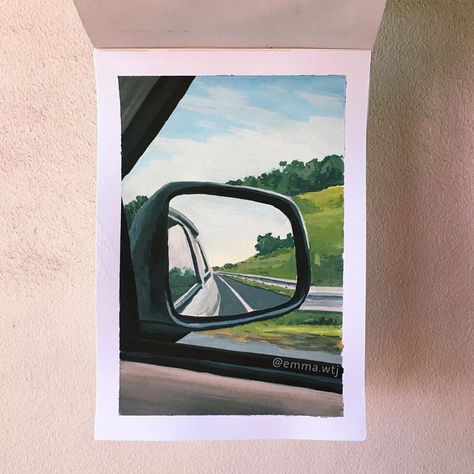 emma on Instagram: “collab with @artcartbydiksha 🍃 our theme is ‘car window’ 🍃 it’s my first time doing a car window 😯 i painted from my own photo :D hope…” Painting On Canvas For Beginners, Regnul Animal, Canvas For Beginners, Canvas Painting Ideas, Gouache Art, Abstract Art Painting Diy, Canvas Painting Designs, Painting Ideas On Canvas, Art Painting Gallery