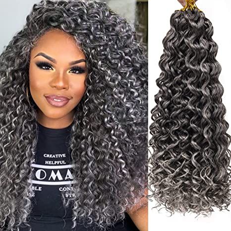 Gray Crochet Braids, Crochet Gray Hairstyles, Crochet Hair Styles Freetress, Water Wave Crochet, Crochet Braids Freetress, Quick Braids, Box Braid Hair, Crochet Hair Extensions, Afro Wigs