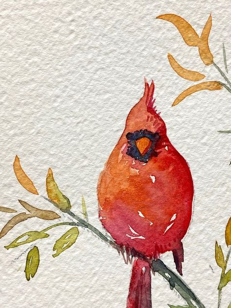 Red Birds Painting, Watercolor Cardinals, Watercolor Cardinal, Cardinal Watercolor, Bird Watercolor Art, Pomegranate Tree, Whimsical Art Paintings, Learn Watercolor Painting, Bird Watercolor Paintings