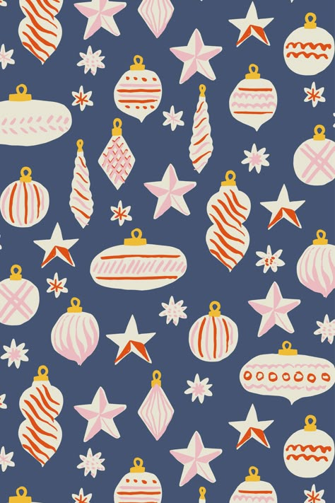 Blue, pink and red aubles pattern design from my festive pattern collection. Take a look at my portfolio for more pattern inspiration... Christmas Pattern Illustration Design, Winter Pattern Design, Holiday Pattern Illustration, Christmas Floral Pattern, Christmas Surface Pattern Design, Christmas Surface Pattern, Winter Pattern Illustration, Christmas Designs Pattern, Xmas Illustration Design