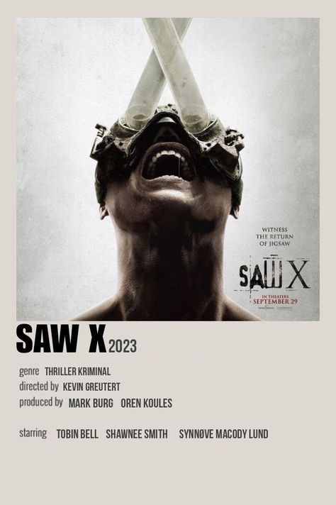 Saw X Movie Poster, Saw X Movie, Saw X Poster, X Polaroid Poster, Horror Movie Polaroid Poster, Film Checklist, Saw Poster, Movies Minimalist, Shawnee Smith