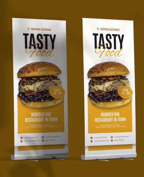 Food Banner Design Ideas, Food Roll Up Banner, Food Banners Designs, Roll Up Banner Design Food, Roll Up Banner Design Inspiration, Roll Up Design Inspiration Rollup Banner, Rollup Banner Design, Roll Banner, Roller Banner