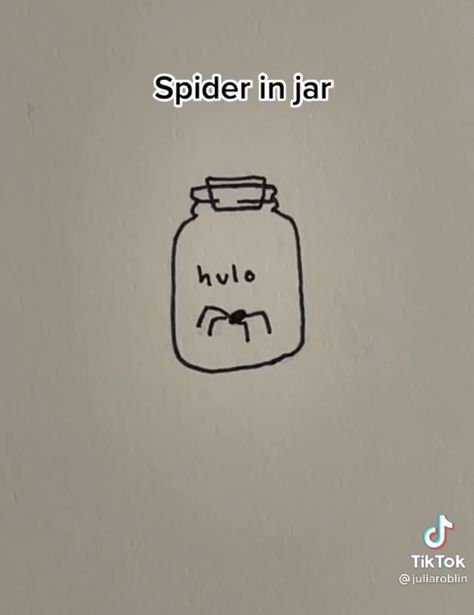 drawing of a little spider in a jar saying “hulo” Spider Doodle Simple, Tiny Spider Drawing, Cute Spider Drawing, Spiders Drawing, Spider Doodle, Small Doodle Ideas, Tattoo Spooky, Rat Band, Small Doodles